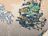 Howl's Moving Castle over Mt Fuji: Studio Ghibli & Japanese Print Mashup