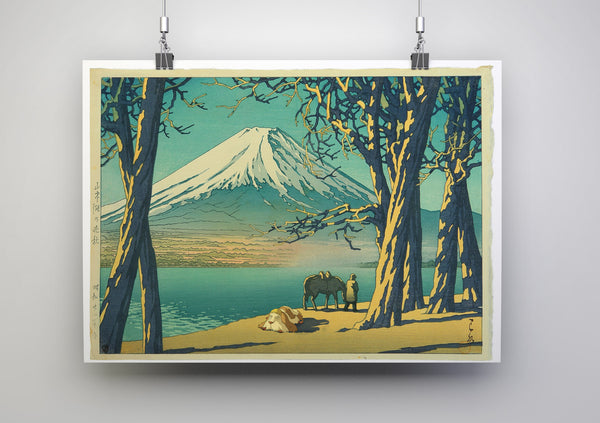Mountain at Sunset with Heen: Studio Ghibli & Japanese Print Mashup, Howl's Moving Castle