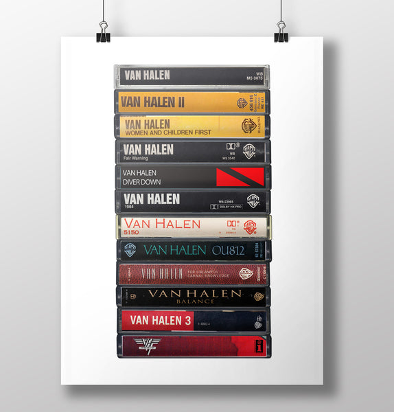 Van Halen Albums:  Van Halen Discography - Cassette Print
